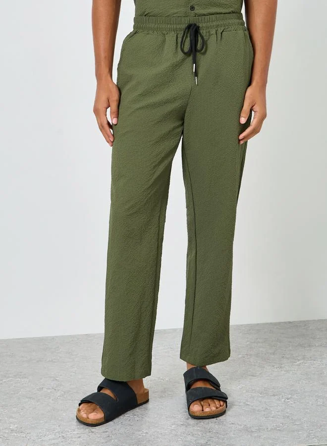 Take Two  Men Textured Olive Green Shirt and Pants Co-Ords for Men | Best Price UAE